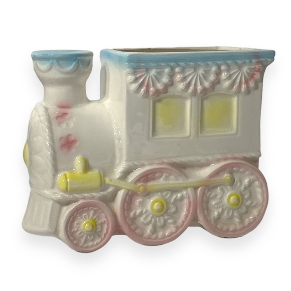 Vintage‎ Baby Nursery Train Planter Relpo Japan Decorative Nursery Pastel - Picture 2 of 8